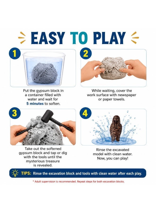 Twisoo 2-in-1 Mystery Excavation Dig Kit for Kids – Space & Ancient Egypt Archaeology STEM Science Toy – Includes Digging Tools and Hidden Treasures – Educational Discovery Gift for Boys & Girls Ages 3+ - Image 4