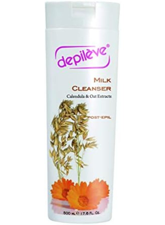 Depileve Milk Cleanser - Post Wax Emulsion, Removes Wax Residue, Moisturizes Skin, Enriched with Calendula and Oat extracts - 17 oz - Image 1