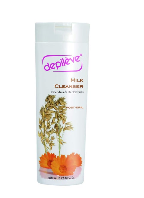 Depileve Milk Cleanser - Post Wax Emulsion, Removes Wax Residue, Moisturizes Skin After waxing, Enriched with Calendula and Oat extracts, 17 Ounce Bottle