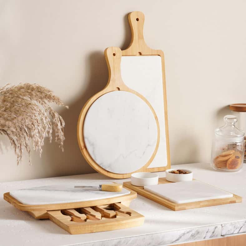 Pan Home Natura 2-Piece Round Serving Platter 40x28x2cm -Natural & White - Image 4