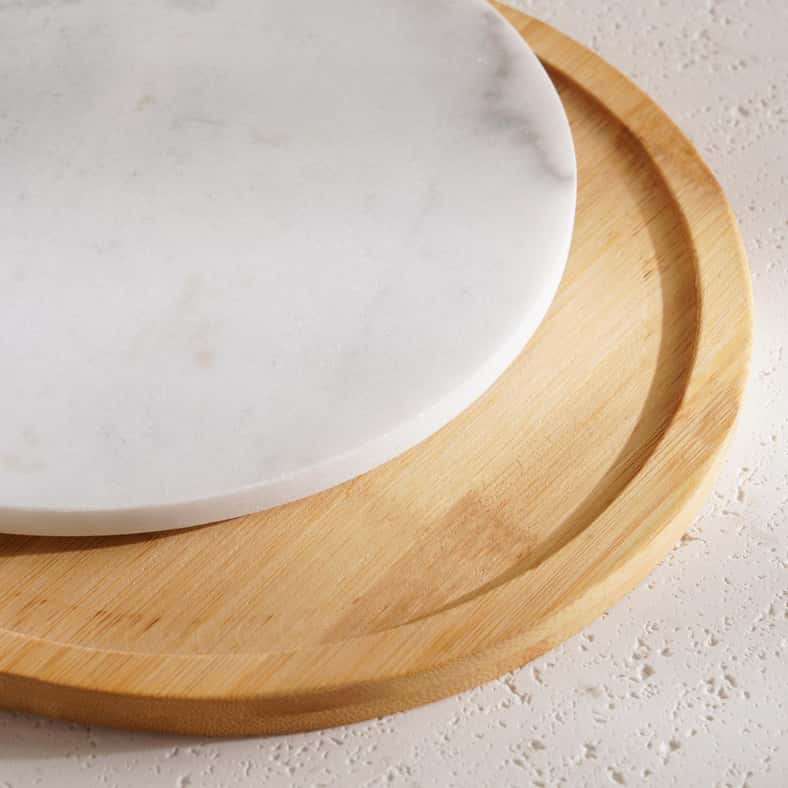 Pan Home Natura 2-Piece Round Serving Platter 40x28x2cm -Natural & White - Image 3