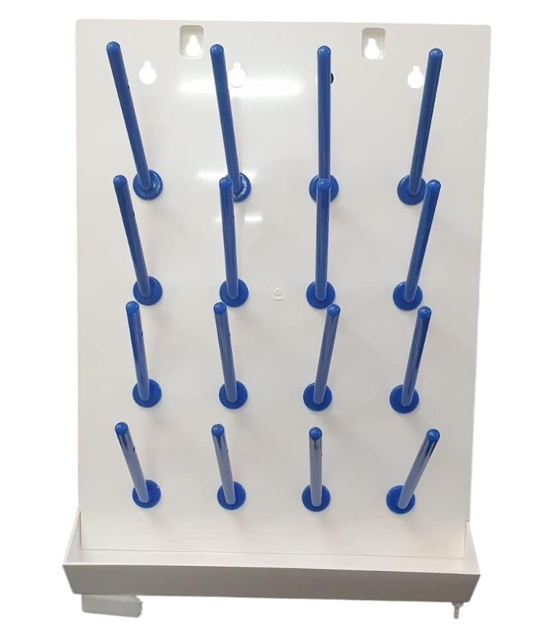 AIDraining Rack 20 Pegs PolypropylenePlastic Wall Mounted Laboratory Draining Rackwith Collection Tray for Labwith a Tray which Collects All The Waste Waterfor LaboratoryPack of 1 - Image 1