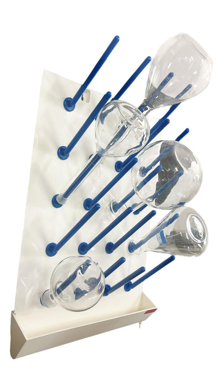 AIDraining Rack 20 Pegs PolypropylenePlastic Wall Mounted Laboratory Draining Rackwith Collection Tray for Labwith a Tray which Collects All The Waste Waterfor LaboratoryPack of 1 - Image 2