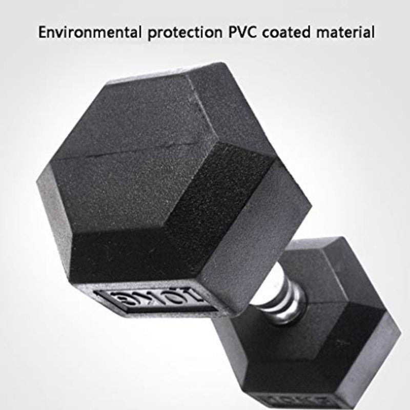 Home fitness equipment for men: hexagonal dumbbells in black, 7.5kg, non-slip rubber-coated iron for stability and floor protection - Image 4