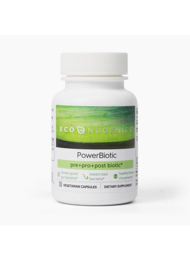 EcoNugenics PowerBiotic: Prebiotic, Probiotic & Postbiotic for Men & Women - 30 Capsules (1 Daily) - Supports Digestive Health, Gut Cleanse, Constipation Relief, Immune Function - Image 1
