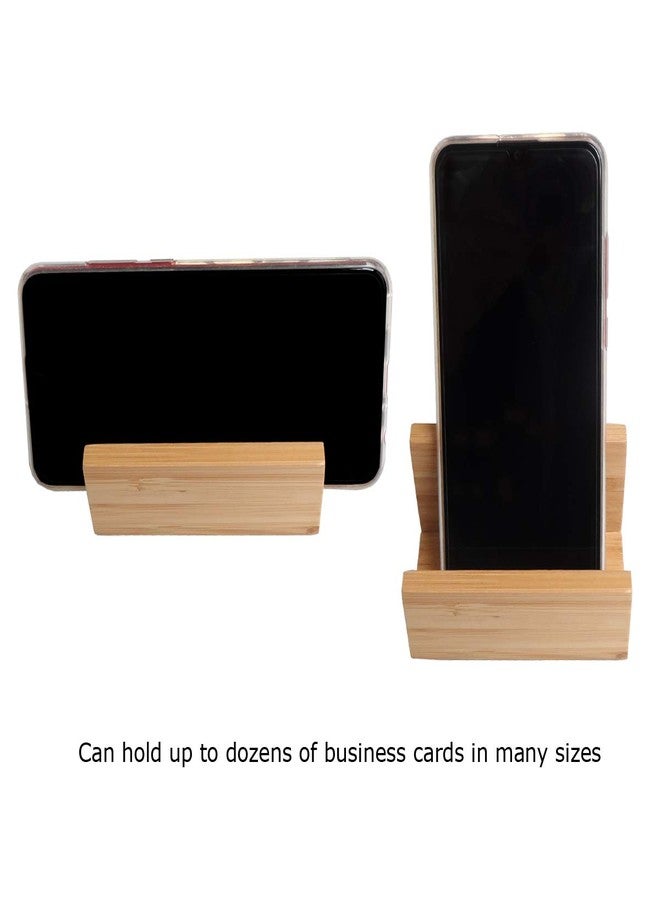 enyuwlcm 1 Pack Bamboo Wood Desktop Business Card Holder for Desk Sturdy Business Card Display Stand for Office Suitable for Men Women - Image 4