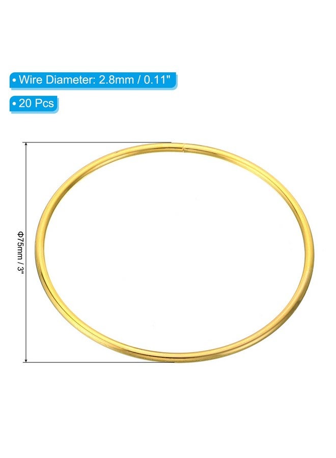 PATIKIL 3 Inch Dream Catcher Rings 20 Pcs Metal Macrame Wreath Floral Round Ring Hoop For Christmas Decor Home Car Diy Craft Wedding Wall Hanging Decorations Gold  - Image 2