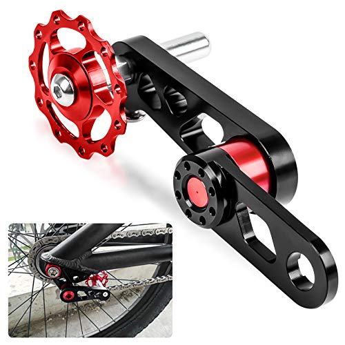 PSLER Bike Chain Tensioner with Derailleur Hanger Bike Chain Guide for Folding Bicycle Cycling Tool Replacement Accessories Red - Image 1