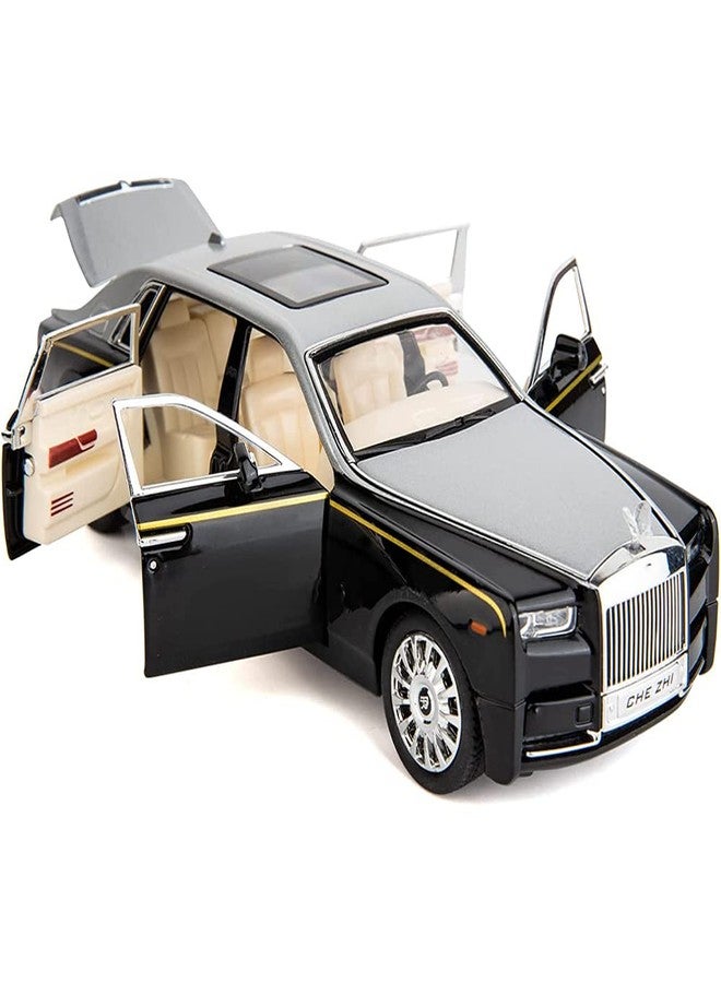 DUWOL New 1:32 R Royce Phantom Diecast Alloy Metal Pull Back Car with Openable Doors Music Sound and Light Vehicle Toy Car for Kids Boys (Silver) - Image 1