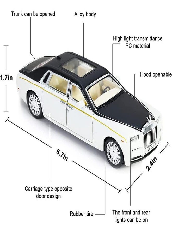 DUWOL New 1:32 R Royce Phantom Diecast Alloy Metal Pull Back Car with Openable Doors Music Sound and Light Vehicle Toy Car for Kids Boys (Silver) - Image 2