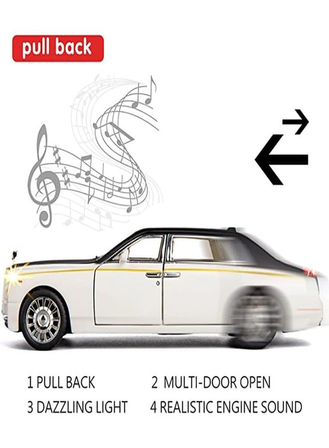DUWOL New 1:32 R Royce Phantom Diecast Alloy Metal Pull Back Car with Openable Doors Music Sound and Light Vehicle Toy Car for Kids Boys (Silver) - Image 4