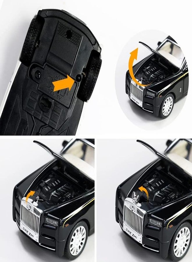 DUWOL New 1:32 R Royce Phantom Diecast Alloy Metal Pull Back Car with Openable Doors Music Sound and Light Vehicle Toy Car for Kids Boys (Silver) - Image 5