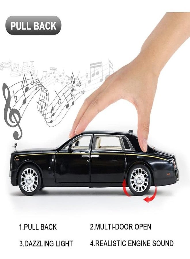 DUWOL New 1:32 R Royce Phantom Diecast Alloy Metal Pull Back Car with Openable Doors Music Sound and Light Vehicle Toy Car for Kids Boys (Silver) - Image 3