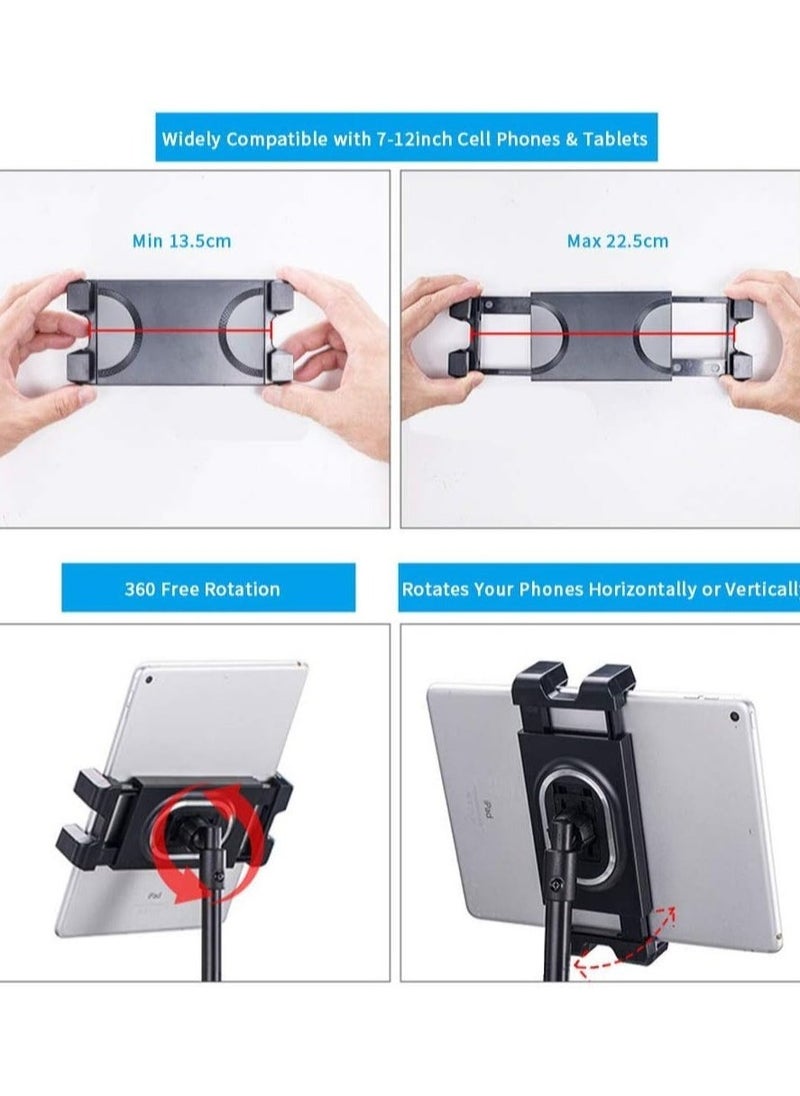 Tripod Stand Tablet Holder: Adjustable Height Tripod Stand Foldable Phone Holder Phone Tripod Stand Floor Tablet Cradle Bracket for 4.7-12.9 Inch iPhone 13 Pro Samsung Tab iPad Mini Galaxy - Image 3