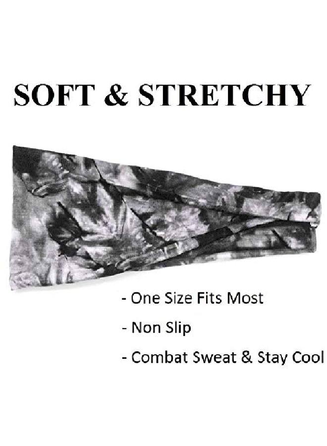 Huachi Women'S Headbands Yoga Workout Exercise Tie Dye Bandeau Headband Sweat Wicking Hair Bands - Image 3