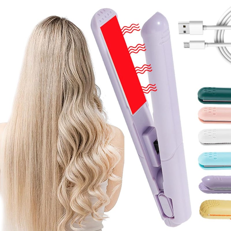 كلاراكو مكواة تجعيد صغيرة مزدوجة الاستخدام، مكواة تجعيد صغيرة مزدوجة الاستخدام، مكواة فرد شعر صغيرة 2 في 1 ومكواة تجعيد، مكواة تجعيد صغيرة للسفر، مكواة تجعيد صغيرة، مكواة فرد شعر صغيرة للشعر القصير (2.0 أرجواني) - Image 1