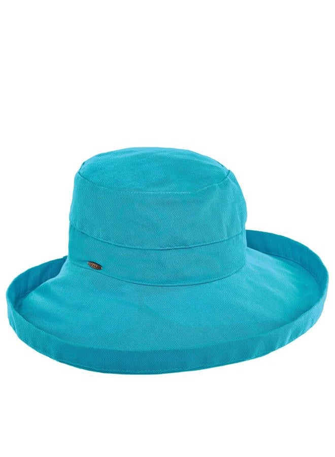 Scala Collezione Women's Cotton Big Brim Inner Drawstring Hat, Lagoon, OS - Image 1