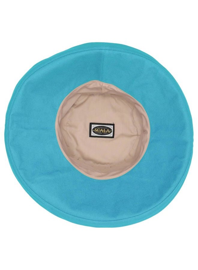 Scala Collezione Women's Cotton Big Brim Inner Drawstring Hat, Lagoon, OS - Image 2