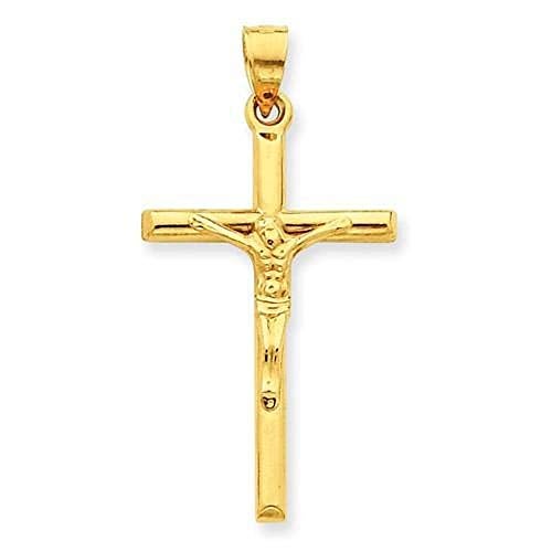 LooptyHoops Large 14k Yellow Gold Crucifix Cross Pendant Charm, (39mm) - Image 1