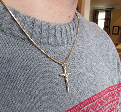 LooptyHoops Large 14k Yellow Gold Crucifix Cross Pendant Charm, (39mm) - Image 5