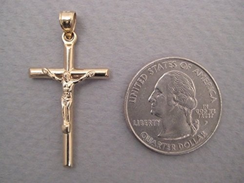 LooptyHoops Large 14k Yellow Gold Crucifix Cross Pendant Charm, (39mm) - Image 4