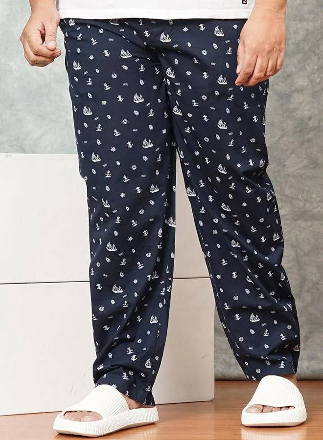 Take Two Plus Men Regular Fit Nautical Print Lounge Pants By HardSoda