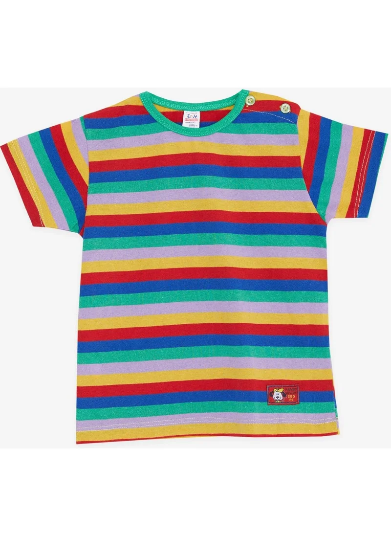 بريز Boy's T-Shirt Patchwork Striped Puppy Printed 1-4 Years, Mixed Color