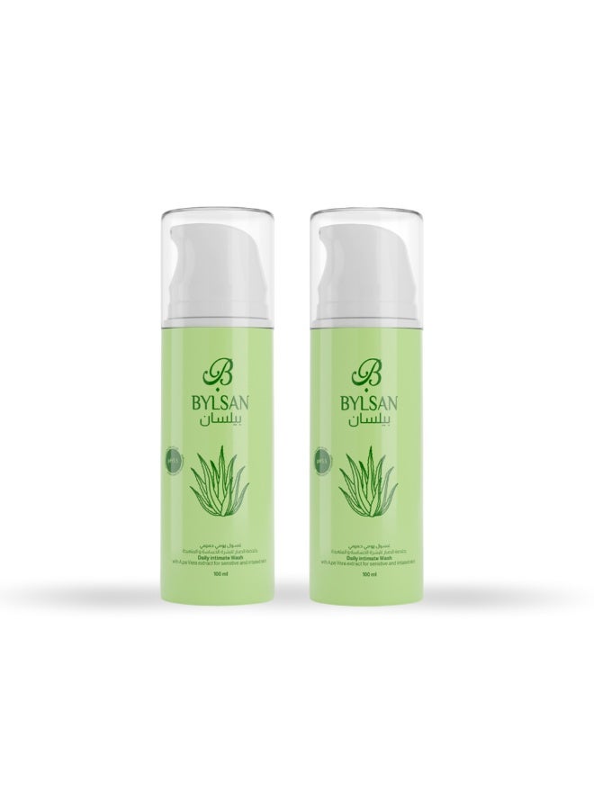 BYLSAN Daily Intimate Wash with Aloe Vera – 2 * 100 ml | Gentle Feminine Cleanser, pH Balanced, Suitable for Daily Use - Image 1
