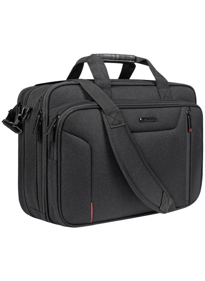 EMPSIGN EMPSIGN Stylish Laptop Bag Briefcase, 17.3 Inch Laptop Case Expandable Messenger Bag for Men Water Repellent, RFID Blocking Office Carrying Shoulder Bag for Work Business Travel-Black  - Image 1