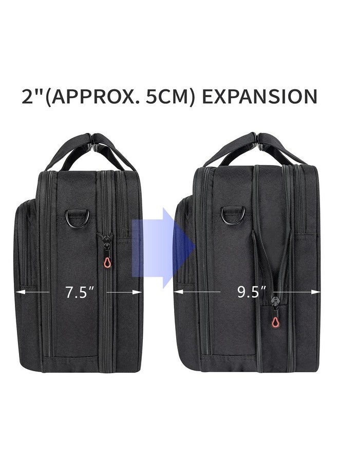 EMPSIGN EMPSIGN Stylish Laptop Bag Briefcase, 17.3 Inch Laptop Case Expandable Messenger Bag for Men Water Repellent, RFID Blocking Office Carrying Shoulder Bag for Work Business Travel-Black  - Image 3