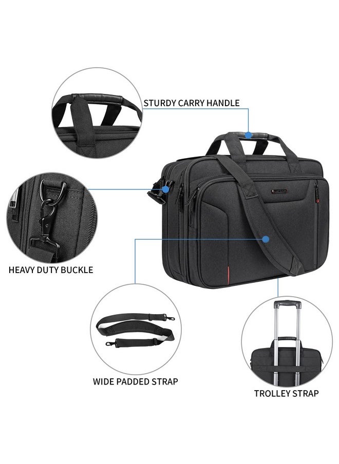 EMPSIGN EMPSIGN Stylish Laptop Bag Briefcase, 17.3 Inch Laptop Case Expandable Messenger Bag for Men Water Repellent, RFID Blocking Office Carrying Shoulder Bag for Work Business Travel-Black  - Image 5