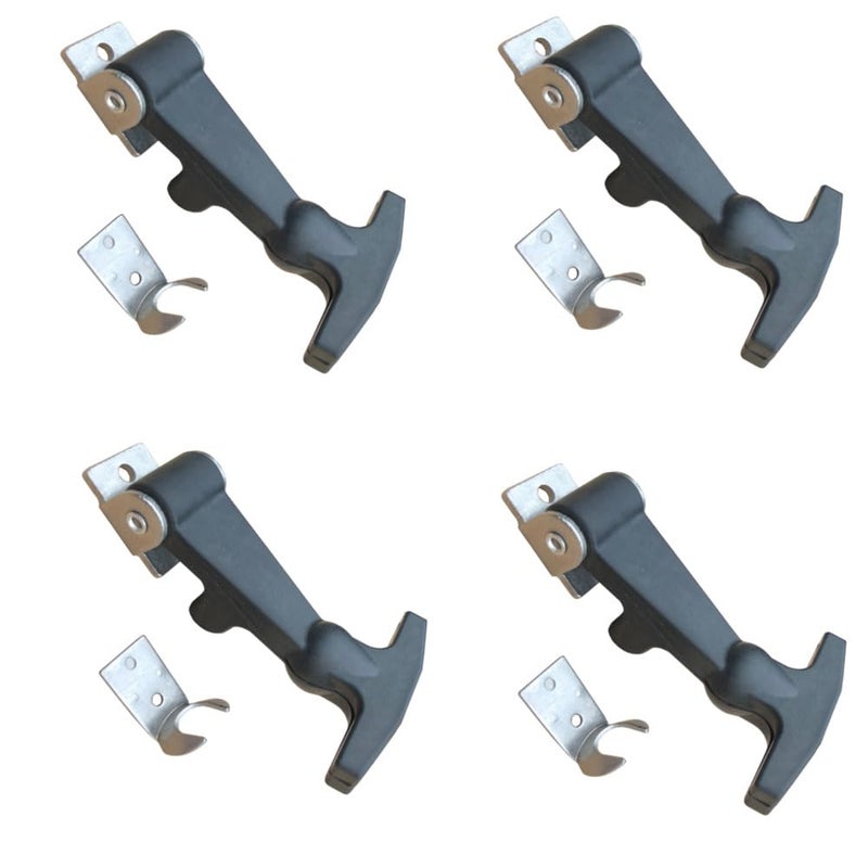 Generic AlphaCraft 4 PCS Small Stainless Steel Elastic Hood Catch Flexible T-Handle Hasp Rubber Draw Latches with Brackets for Tool Box Vehicle Engine Hood ATV RV Boat  - Image 1