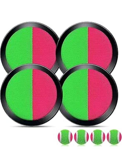 NHYDZSZ Velcro Ball Game Catch Ball Set, Velcro Game Catchball with 4 Catching Discs and 4 Balls, Ball Throwing Catch Game, Toss and Catch Ball Game, Red Green, Beach Ball, Outdoor Games for Children