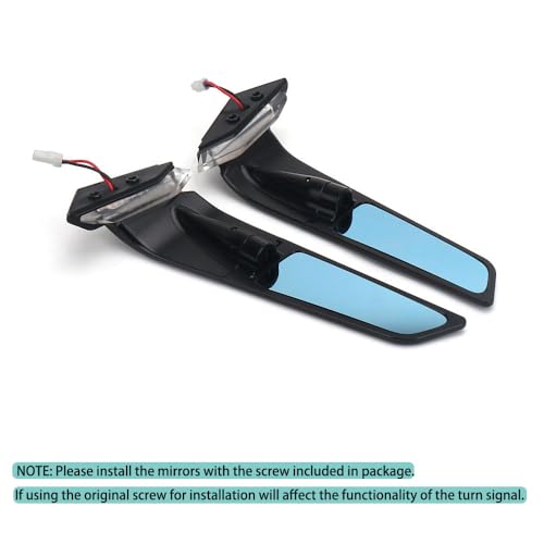 WALIPILUSI Motorcycle CNC Side Mirrors with LED Light Fits for Ducati Panigale V4 V4S V4R 2019-2024 PANIGALE V2 2020-2024 Anti-glare Blue Lenses Adjustable Wind Wing Rearview Mirrors Turn Signal Mirrors - Image 2