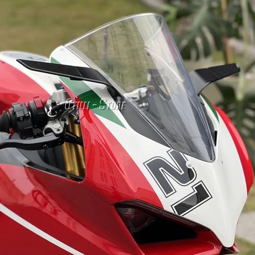 WALIPILUSI Motorcycle CNC Side Mirrors with LED Light Fits for Ducati Panigale V4 V4S V4R 2019-2024 PANIGALE V2 2020-2024 Anti-glare Blue Lenses Adjustable Wind Wing Rearview Mirrors Turn Signal Mirrors - Image 5