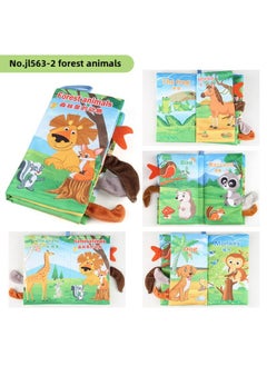 Generic Baby Baby Sea Land Air Tail Cloth Book Chinese And English Ocean Forest Flying Animals Palm Book Early Education Toys-Color:JL563-2 Forest Animals In English 37.4g  - Image 1