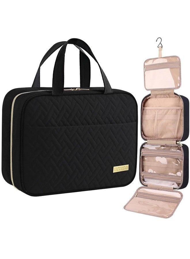 HOTOR Travel Toiletry Bag - Toiletry Bag w/Hanging Hook - Spacious Toiletry Bag for Women & Men, Makeup Bag/Big Comparment, Waterproof for Travel Accessories, Travel Essentials, Large, Black - Image 1