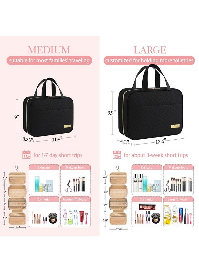 HOTOR Travel Toiletry Bag - Toiletry Bag w/Hanging Hook - Spacious Toiletry Bag for Women & Men, Makeup Bag/Big Comparment, Waterproof for Travel Accessories, Travel Essentials, Large, Black - Image 3