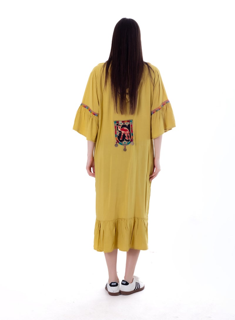 BEBO Women's short printed long sleeve dress, free size, suitable for weight from 60 to 85 kg approximately  - Image 3