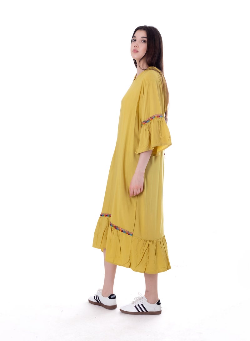 BEBO Women's short printed long sleeve dress, free size, suitable for weight from 60 to 85 kg approximately  - Image 2