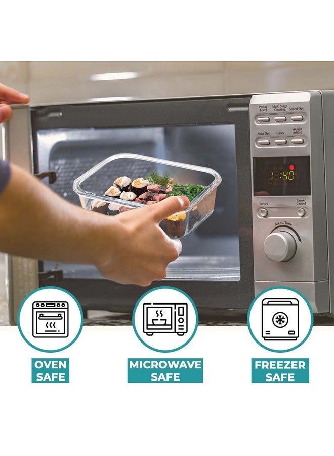 The Better Home Borosilicate Glass Lunch Box Set of 3 (410 ml Each) | Tiffin Box for Office for Men Women |Lunch Box for Women School Kids |Microwave Safe Leak Proof Airtight Lunch Boxes (Blue) - Image 3