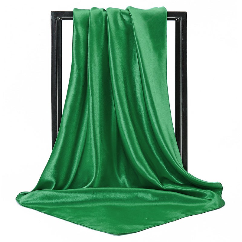 New Silk-Like Monochrome Large Scarf Fashion Solid Womens Scarf 12# Green 