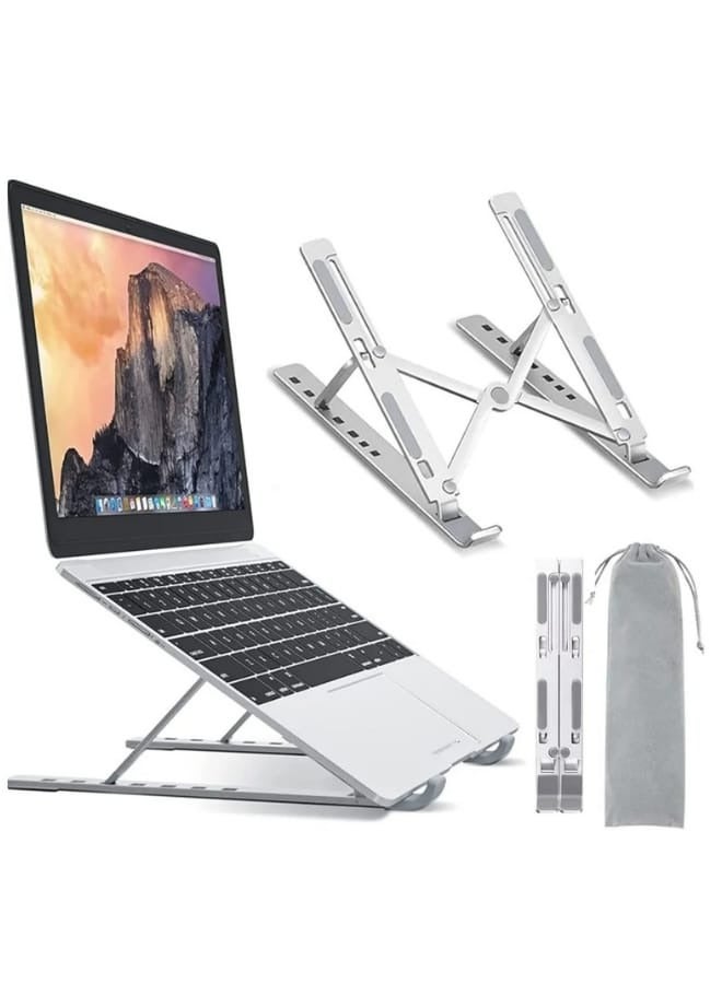 تقليدي حامل لابتوب قابل للتعديل – قاعدة ألومنيوم محمولة لرفع اللابتوب للمكتب، قابلة للطي مع تهوية وتبريد متوافق مع ماك بوك برو/إير، HP، ديل، سوني وجميع أجهزة النوت بوك - Image 1