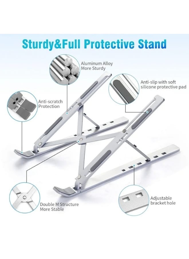 تقليدي حامل لابتوب قابل للتعديل – قاعدة ألومنيوم محمولة لرفع اللابتوب للمكتب، قابلة للطي مع تهوية وتبريد متوافق مع ماك بوك برو/إير، HP، ديل، سوني وجميع أجهزة النوت بوك - Image 2