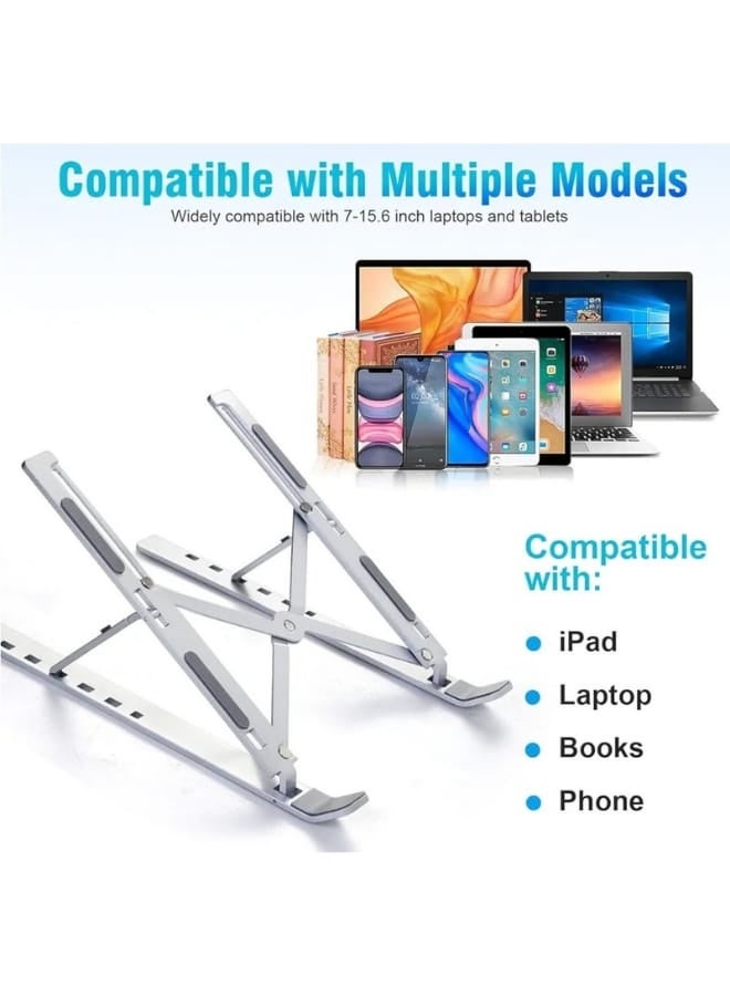 تقليدي حامل لابتوب قابل للتعديل – قاعدة ألومنيوم محمولة لرفع اللابتوب للمكتب، قابلة للطي مع تهوية وتبريد متوافق مع ماك بوك برو/إير، HP، ديل، سوني وجميع أجهزة النوت بوك - Image 4