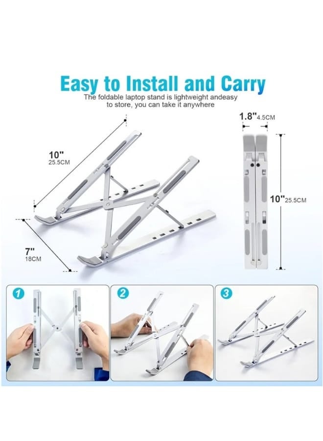 تقليدي حامل لابتوب قابل للتعديل – قاعدة ألومنيوم محمولة لرفع اللابتوب للمكتب، قابلة للطي مع تهوية وتبريد متوافق مع ماك بوك برو/إير، HP، ديل، سوني وجميع أجهزة النوت بوك - Image 5
