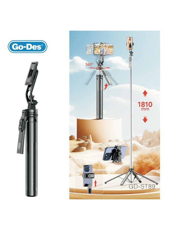 جو-ديز عصا سيلفي مرنة بتقنية بلوتوث من Octopus قابلة للتمديد مع رأس كروي ومشبك هاتف قابل للفصل - Image 2