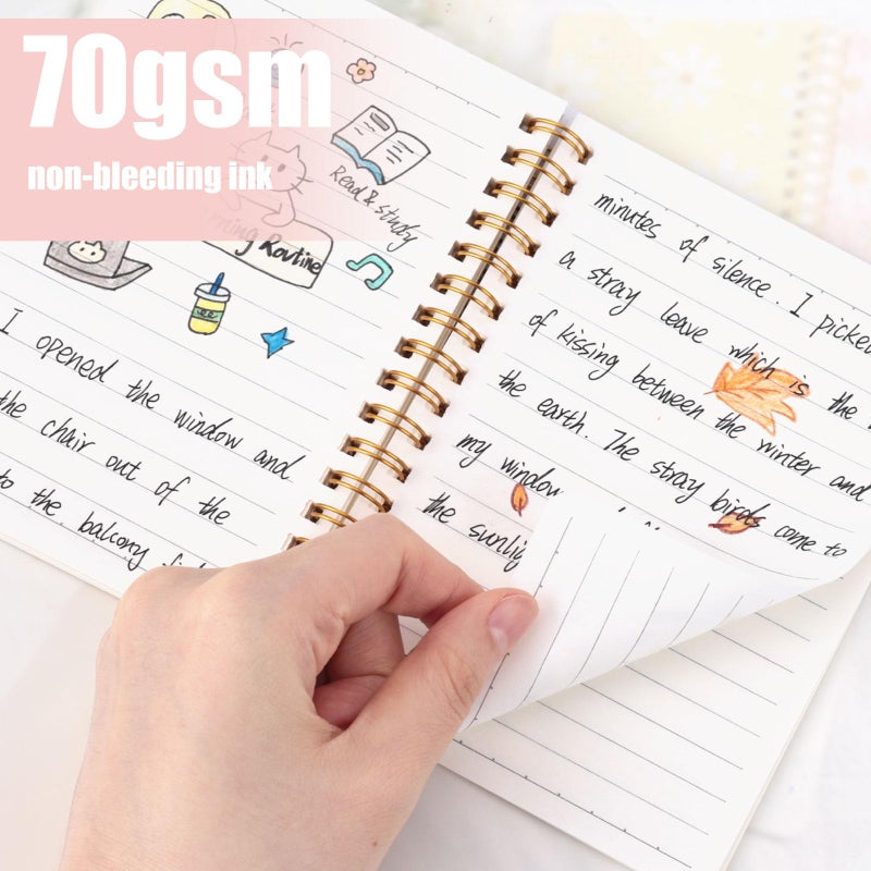 Koogel 4PCS Pocket Notebooks Set, A6 Spiral Notebooks with Floral Designs, 4.1" Ã— 5.8" Server Notes, for Everyday Carry Party Favors, Office School Supplies, College Ruled - Image 3