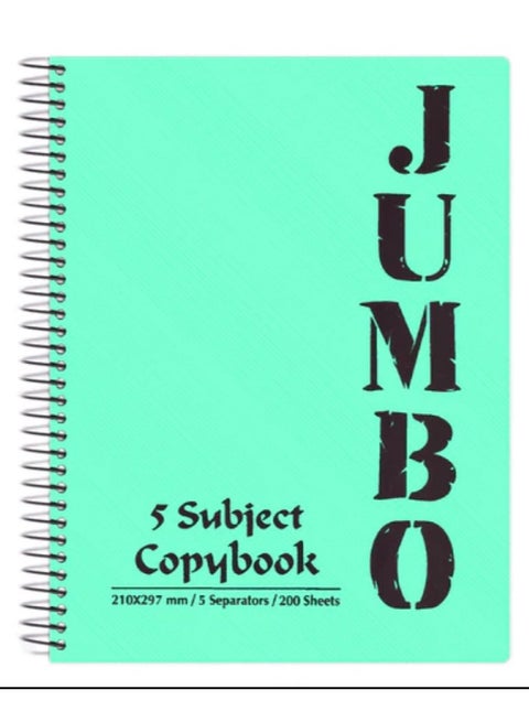 Jumbo NoteBook A4 Size, Lined Ruling 200 Sheets, 5 subjects  210*297 mm light green