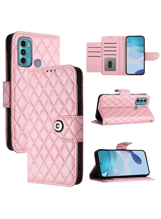 S-TOP Case For Motorola Moto G60 / G40 Fusion Rhombic Texture Flip Leather Phone Case with Lanyard - Image 1